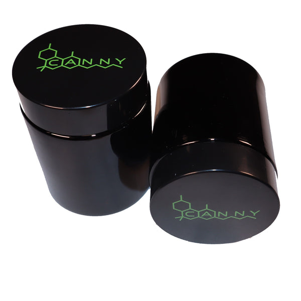 CANNY Glass Stash Jar – UV Storage Herb Jar and Lid Air-Tight Smell Proof Container Odor Resistant (Black)